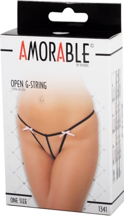 Amorable - Open Slip Met Kleine Strikjes - Zwart/Wit - One Size — thumbnail 3