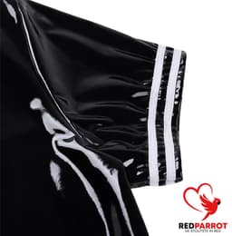 Latex Jumpsuit - Heren - Latex Wetlook - Zwart - Rits - Korte Mouwen En Broek — thumbnail 5