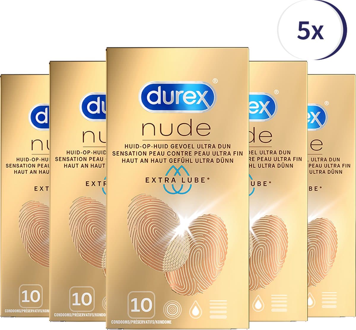 Durex Condooms Nude Extra Lube 10st - 5 Stuks - Voordeelverpakking — afbeelding 1