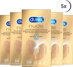 Durex Condooms Nude Extra Lube 10st - 5 Stuks - Voordeelverpakking — thumbnail 1