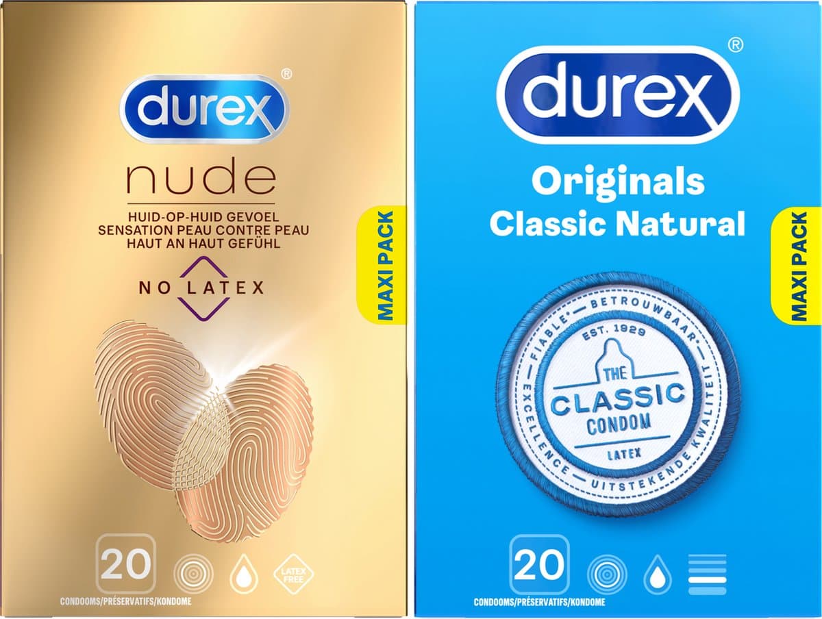 Durex - 40 Condooms - Classic Natural 20st - Nude Latexvrij 20st — afbeelding 1