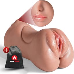 Quick Relief Vanessa™ - Blowjob Masturbator - Pocket Pussy - 3 in 1 Blowjob, Vagina & Anus - Sex Toy voor Mannen - voor Heren - Stroker - Seks - 20 cm - Bruin — thumbnail 1