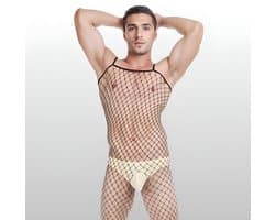 Heren Visnet Bodystocking - Open Kruis - Sexy Herenlingerie - One Size S-L (46-50) | LS140