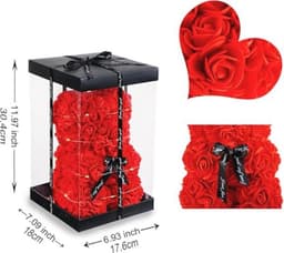 Schattige rozenbeer cadeau voor haar, Valentijnsdag, schattige decoratie voor meisjes, vriendinnen en vrouwen — thumbnail 2