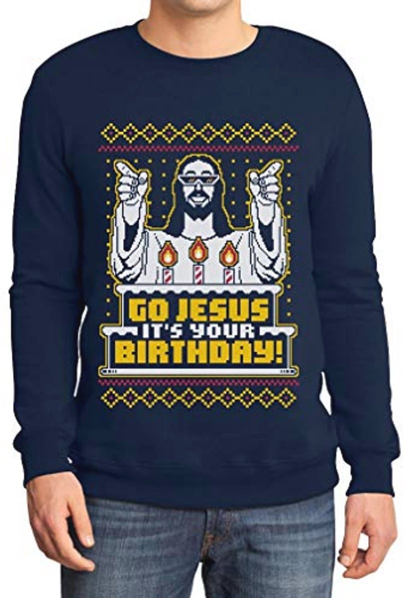 Lelijke kersttrui voor heren - Go Jezus It's Your Birthday sweatshirt — afbeelding 1