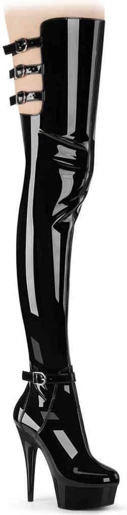 Pleaser - DELIGHT-3055 Plateau overknee Laarzen - US 6 - 36 Shoes - Zwart — thumbnail 1