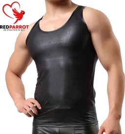 Lederen sexy tank top - Heren - Mannen - Erotische kleding - Hemd - Shirt — thumbnail 2