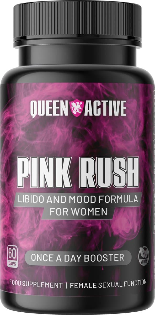 Queen Active Pink Rush | Libido pillen voor vrouwen | Lust & stemming | Vrouwelijke vitaliteit support | Voedingssupplement | 60 vegan capsules — afbeelding 1