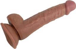 Realistische dildo met balzak en stevige zuignap - ook voor anaal gebruik - 17 cm - dildo met zuignap - Dildo unisex - Dildo xl - Dildo vaginaal - Dildo anaal - Beige - 3.3 cm — thumbnail 2