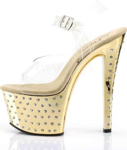 Pleaser - STARDUST-708 Sandaal met enkelband, Paaldans schoenen - Paaldans schoenen - 39 Shoes - Goudkleurig — thumbnail 5