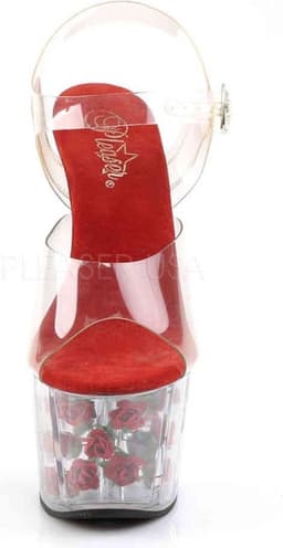 Pleaser - ADORE-708FL Sandaal met enkelband, Paaldans schoenen - Paaldans schoenen - 41 Shoes - Rood/Transparant — thumbnail 2