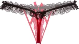 Erotische Lingerie Slipje I Sexy Slipje Met Parels I Sexy String I Open Kruis I Erotisch Ondergoed I Blauw/Zwart — thumbnail 3