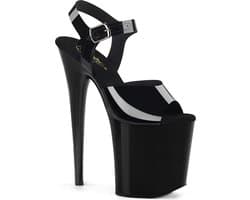 Pleaser - FLAMINGO-808N Sandaal met enkelband, Paaldans schoenen - Paaldans schoenen - 44 Shoes - Zwart