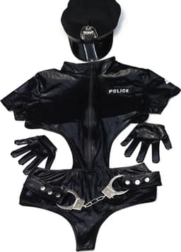 Politie Agente Rollenspel kostuum - Politiepet - Handboeien - Bodysuit - Handschoenen — thumbnail 2
