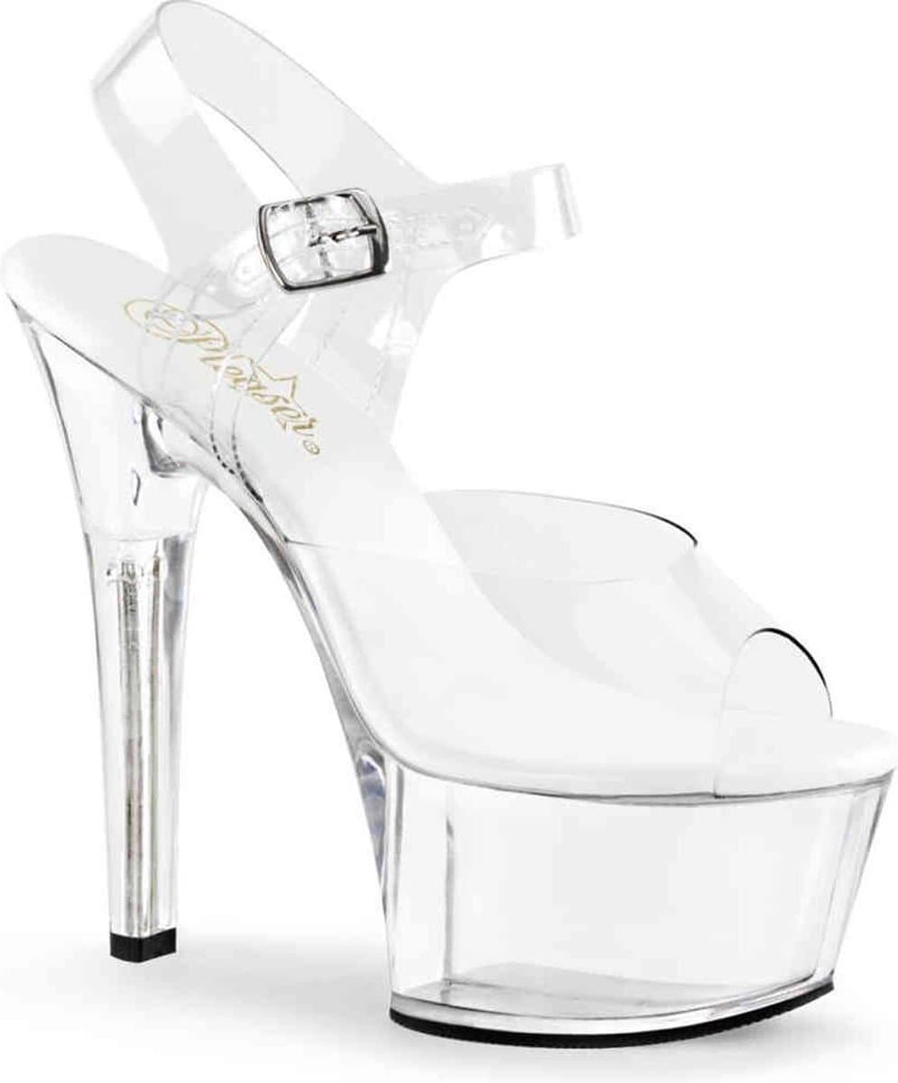 Pleaser - ASPIRE-608 Sandaal met enkelband, Paaldans schoenen - Paaldans schoenen - 38 Shoes - Transparant — afbeelding 1