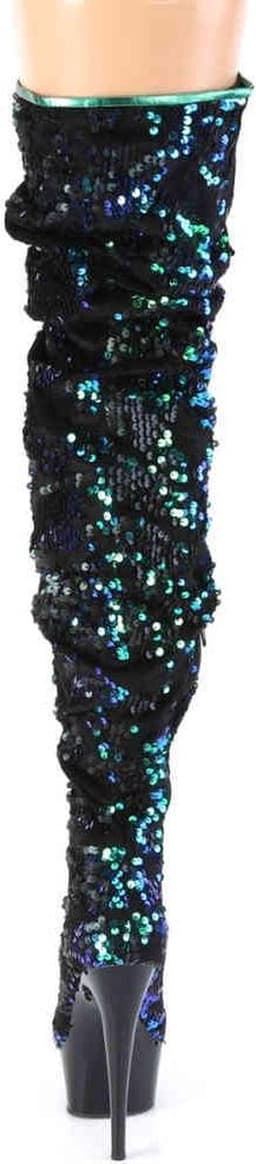 Pleaser - DELIGHT-3004 Plateau overknee Laarzen - US 6 - 36 Shoes - Groen/Zwart — thumbnail 4