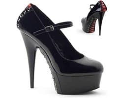 Pleaser - DELIGHT687FH Pumps - US 13 - 44 Shoes - Zwart/Rood