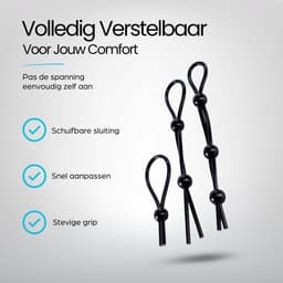 IVY LUX Cockring Set – 9-delige Penisring Set voor Mannen – 3 Verstelbare Cockringen + 6 Siliconen Ringen – Waterdicht & Wasbaar – Zwart en Rood — thumbnail 2