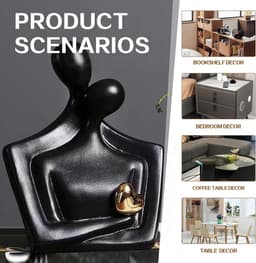 Skulpturen Statuen Paar sculptuur, moderne deco sculpturen, hart deco beeldjes voor woonkamer, keramiek, Wit, Liefde — thumbnail 5