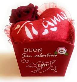 Hart Kussen Set - Valentijnscadeau Decoratie - Romantische Verrassing - Met Fluweelroos - 20 cm Hart - Rood — thumbnail 5