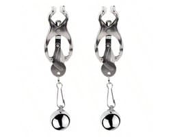 Oneay Tepelklemmen met Ketting – Verzwaarde Tepelklemmen met Bel – BDSM Lichaamsklemmen voor Vrouwen en Mannen – Niet-Piercing Body Sieraden – Verstelbare Nipple Clamps met Gewicht Ballen – Erotische Accessoires voor Stellen (Zilver)
