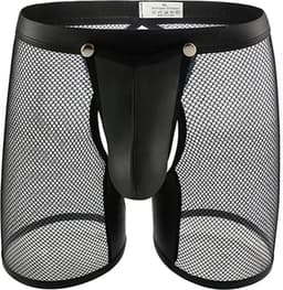 Transparante boxershort - open kruis - BDSM - PU leder - afneembaar - exotische lingerie heren - Sexy — thumbnail 2