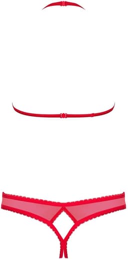 Obsessive BH met Open Cups en Open Kruis String- Erotische Lingerieset - Maat L/XL - Rood — thumbnail 4