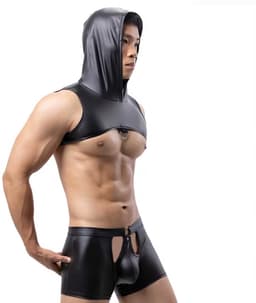 PU Lederen lingerie set heren - Porno - Top en Boxershort - Erotische kleding — thumbnail 4