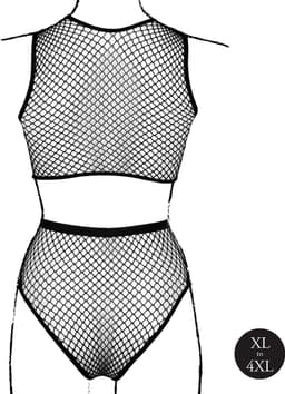 2 Pc Crop Top - Pantie and Fishnet Structure - OSX - Black — thumbnail 5