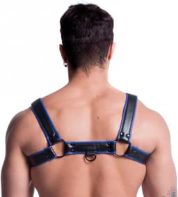 665 Vegan - Bulldog Harnas - PU Leer - Zwart/Blauw - Maat 2XL — thumbnail 4