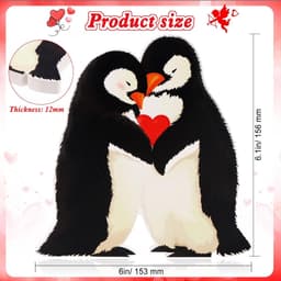 Houten Decoratie Pinguïn Liefdespaar Cadeau voor Jubileum en Valentijnsdag — thumbnail 3