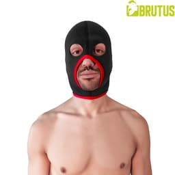 Brutus - Neoprene Face Fucker Hood - Met Oogopeningen - Zwart/Rood — thumbnail 1