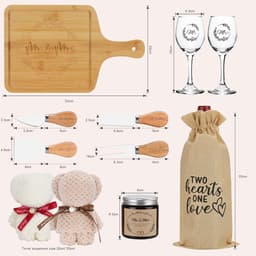 Bruidspaar Cadeauset - Huwelijksgeschenken - Feestelijke Gelegenheden - Gegraveerde Glas & Bamboe - 30x9.9cm - Wit — thumbnail 2