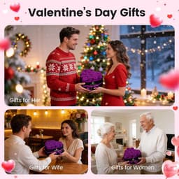 Bewerkte Rozen - Eeuwige Bloemen - Cadeau Geven - Hartvormige Doos - 16 Stuks - Paars — thumbnail 2