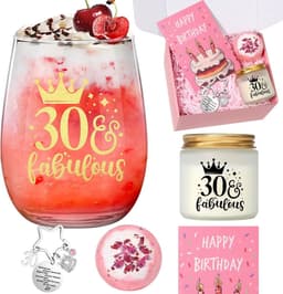 30e Verjaardagscadeaus voor Vrouwen | Gepersonaliseerde Wijnglas, Geurkaars en Bad Bomb Set — thumbnail 5