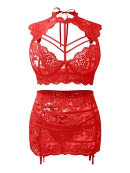 Sexy Lingerieset Dames – Lingerie Erotisch – Sexy Lingerie – 3-delige Set – Kanten Bralette & Rokje – Lingerie Set – Chique – Luxe –Boudoir Look – Kinky – Erotisch – Dare to Undress – Maat XS/S, M, L, XL — thumbnail 4