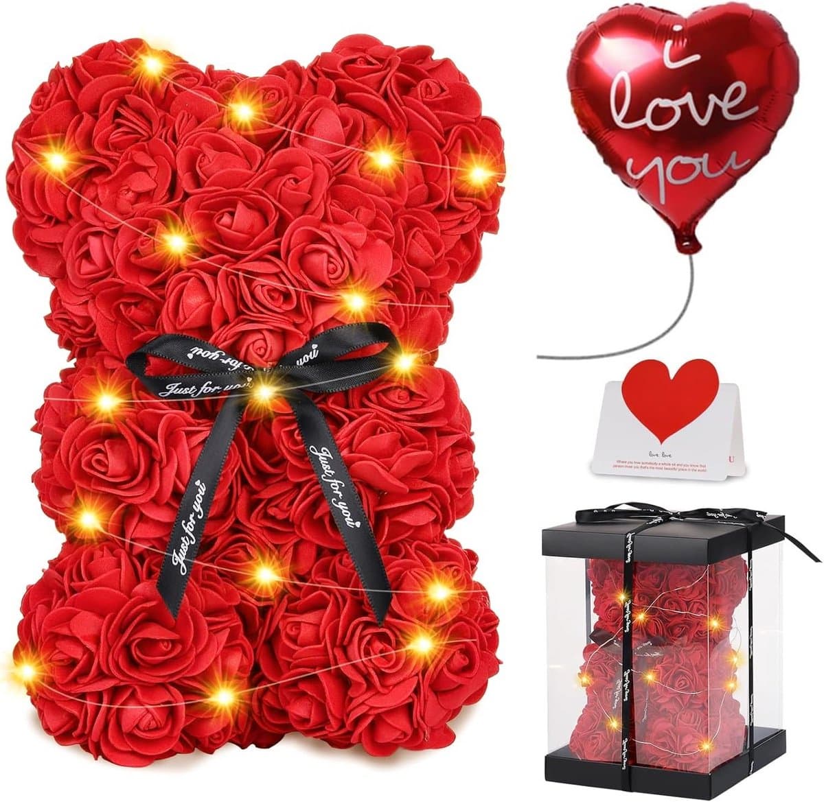 Schattige rozenbeer cadeau voor haar, Valentijnsdag, schattige decoratie voor meisjes, vriendinnen en vrouwen — afbeelding 1