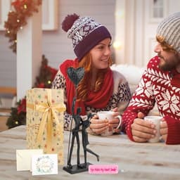 Romantisch IJzeren Sculptuur Paar - Handgemaakt Metalen Standbeeld voor Liefde en Huwelijksgeschenken — thumbnail 2