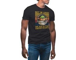 Vintage Get In Loser T-Shirt met Baby Yoda en Chicky Nuggies voor Heren