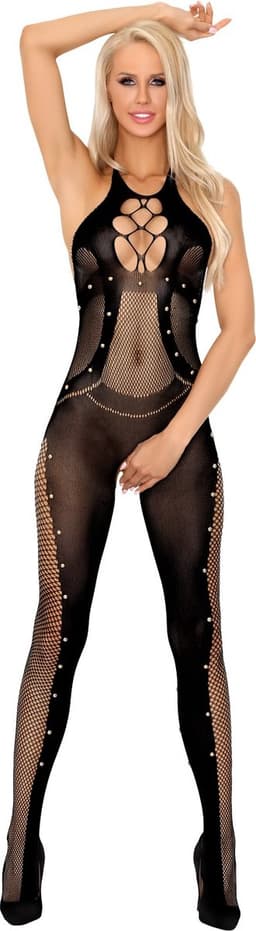 Livco Corsetti - Erotische Bodystocking / Catsuit met Open Kruis - Sexy Lingerie - Erotische Lingerie - Maat S t/m L - Ilean - Zwart - S/M — thumbnail 1