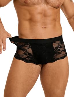 Zeloria Heren Kant Boxer – Transparante Erotische Lace Boxershort – Zwart – XL – Stretch & Comfort — thumbnail 5