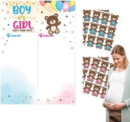 Gender Reveal Spel - Baby Voorspelling - Feest Activiteit - Interactief Stemspel - 1 Poster 36 Stickers - Wit — thumbnail 5