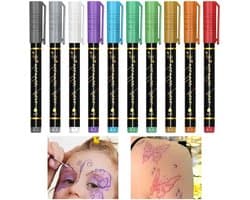 Huidverf Markers - Gezichtsverf Pennen - Artistieke Expressie - 10 Levendige Kleuren - 10 Stuks - Multicolor