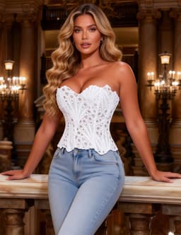 Zeloria Strapless Korset Top – Elegante Dames Corset Met Kant – Fashion Bustier – Wit – S — thumbnail 1