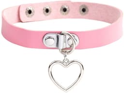 Dailygoods - Dailygoody - Punk Rock Gothic lederen halsband - Dames choker - Verstelbaar - Zwart, roze, lila, rood - Hanger hart - Stijlvolle accessoire voor elke — thumbnail 1