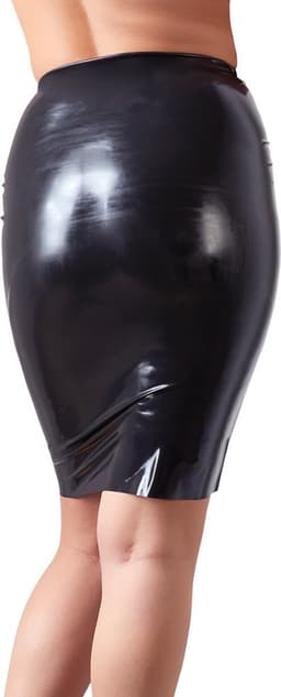 LateX – Latex Rok Wetlook en Extreem Spannend voor Feesten Taille Hoog en Knie Lang– Maat 2XL – Zwart — thumbnail 3