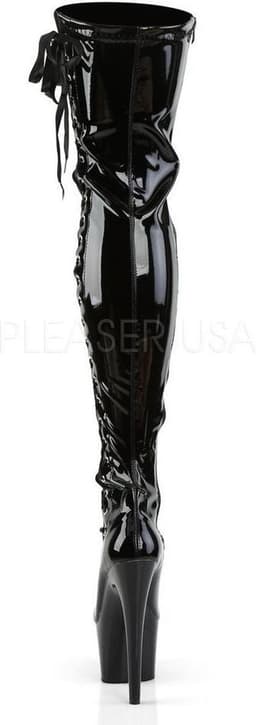 Adore-3050 plateau lak overknee laars met lint en stiletto hak zwart - (EU 37 = US 7) - Pleaser — thumbnail 5