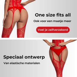 RENALUX - Lingerie Erotisch Open Kruis - Lingerie Setje Vrouwen - Lingeriesets - Lingerie Sexy Setje - Lingerie Set - Bodystocking Open Kruis - Rood — thumbnail 3
