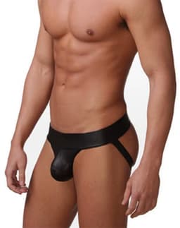 Heren Latex Look String – Open Achterkant Design – Sexy Ondergoed voor Mannen – Erotisch Lingerie - Maat L — thumbnail 3