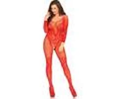 Vine lace and net bodystocking